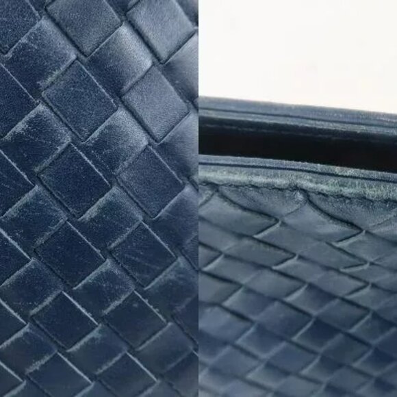 Auth BOTTEGA VENETA Hobo Intrecciato Shoulder Bag Navy Leather - Picture 16 of 16